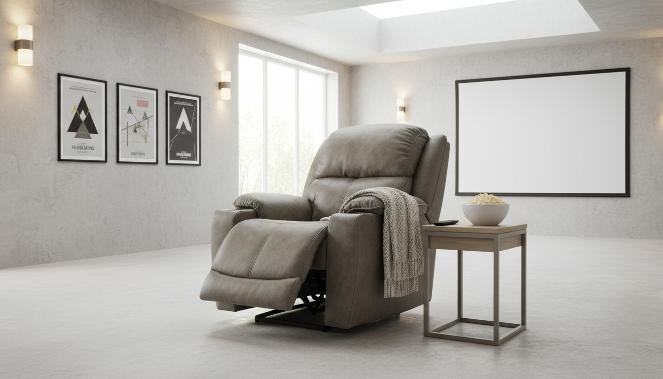 Arthur Fog Home Theater Recliner in a bright home theater setting