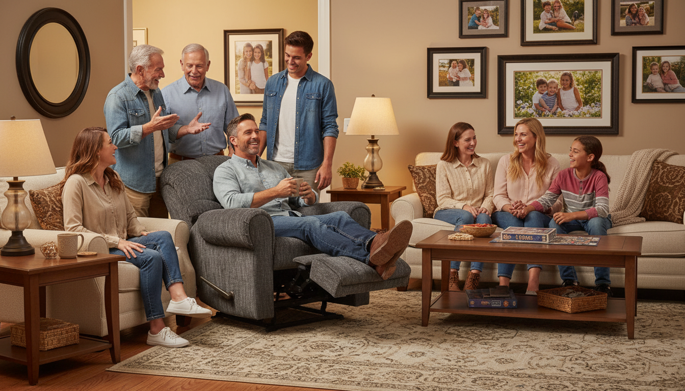 Family gathering with recliner