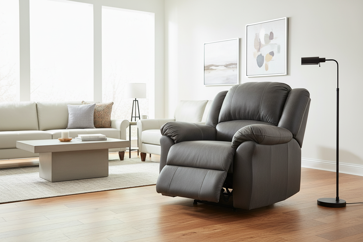 Junction Recliner in modern setting - footrest closed, no handle